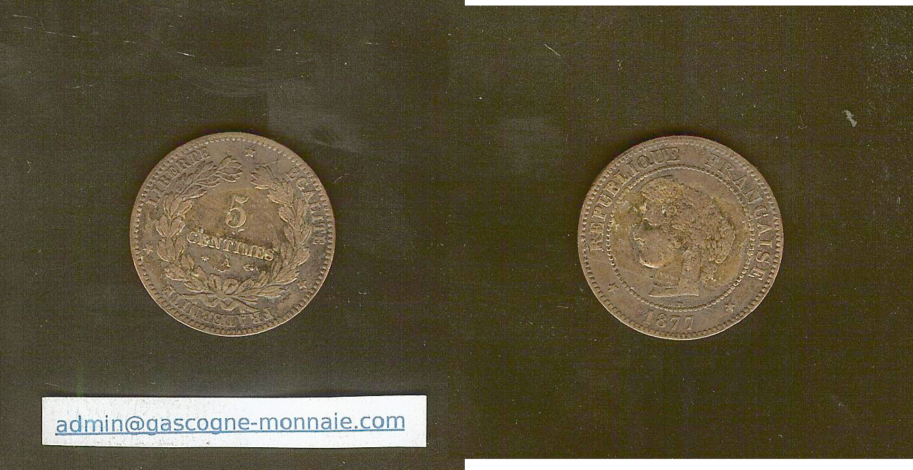 5 centimes Cérès 1877 A Paris TTB+